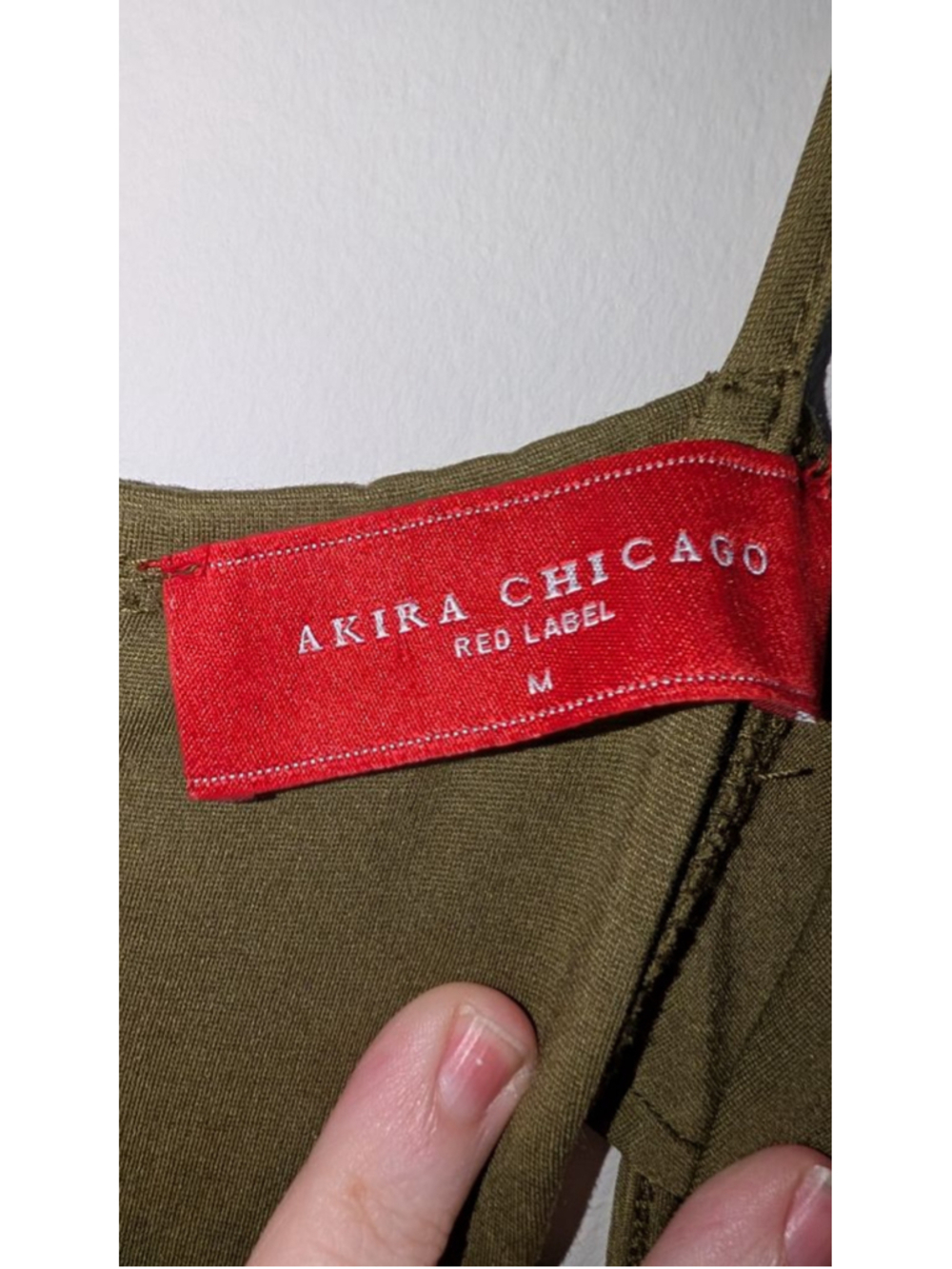 AKIRA CHICAGO Olive Green Bodycon Dress Cutouts Size Medium - Picture 4 of 9